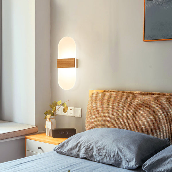 Wooden wall LED lamp