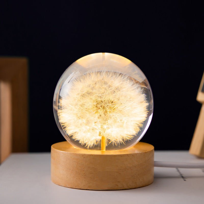 Enchanting 3D Dandelion Flowers Crystal Ball Lamp - Iandy