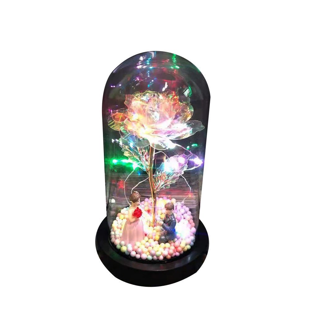 Exquisite Rose Flower Glass Cover Ornament - Iandy