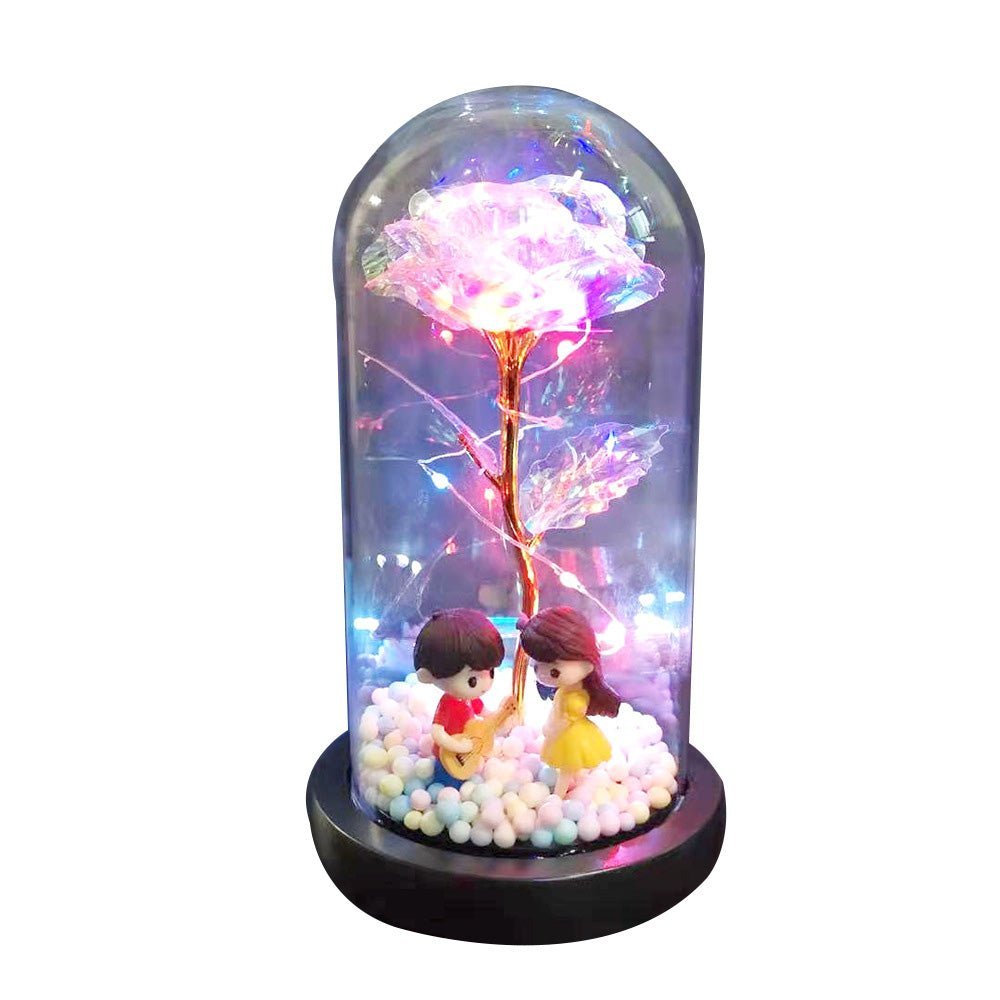 Exquisite Rose Flower Glass Cover Ornament - Iandy