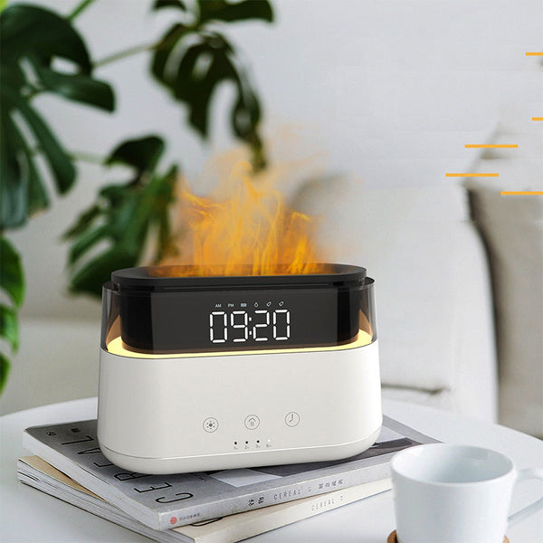 Flame humidifier with clock