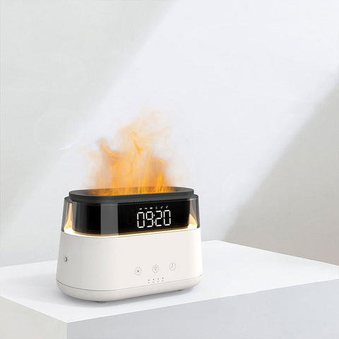 Flame humidifier with clock