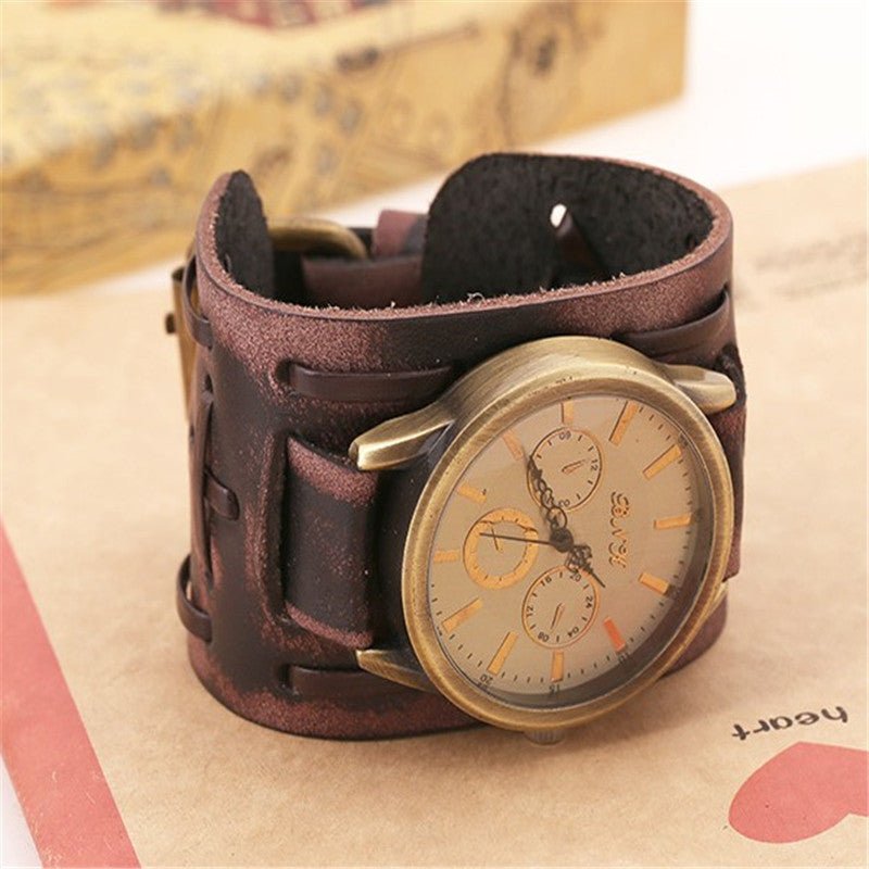 Retro Cowhide Punk Wrist Watch - Iandy