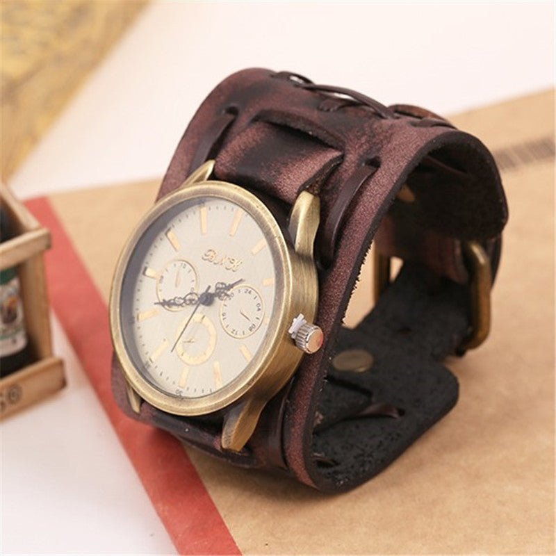 Retro Cowhide Punk Wrist Watch - Iandy