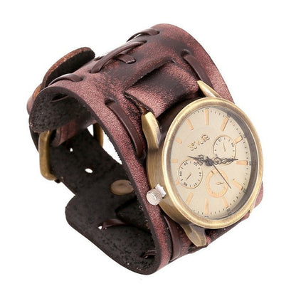 Retro Cowhide Punk Wrist Watch - Iandy