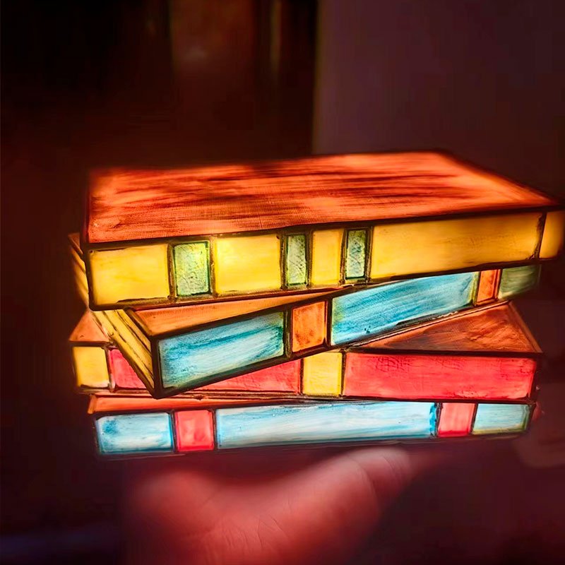 Stained Glass Stacked Books Lamp - Iandy