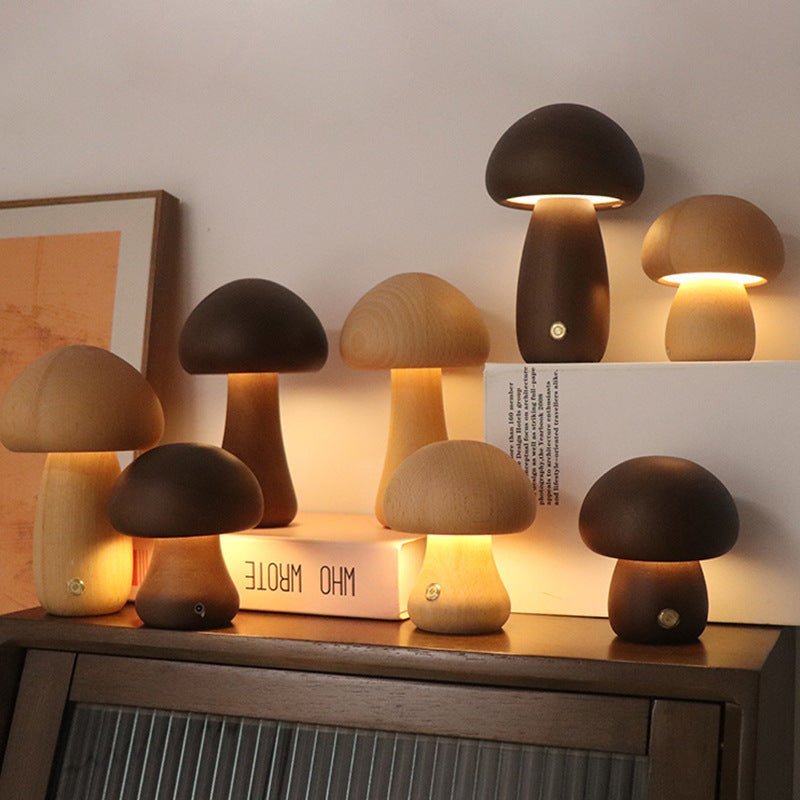 Wooden Cute Mushroom LED Night Light - Iandy